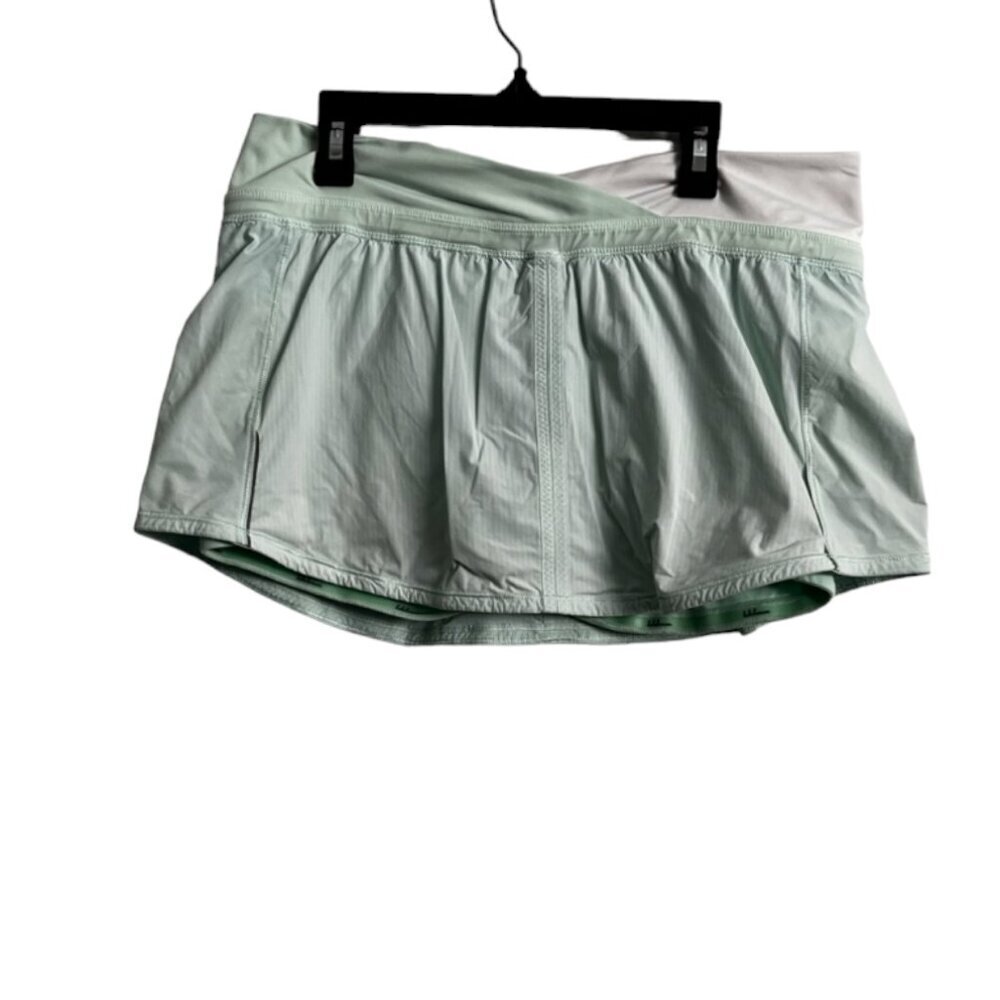 Lululemon Wagon Stripe Fresh Teal White Print Run Pace Skirt Skort